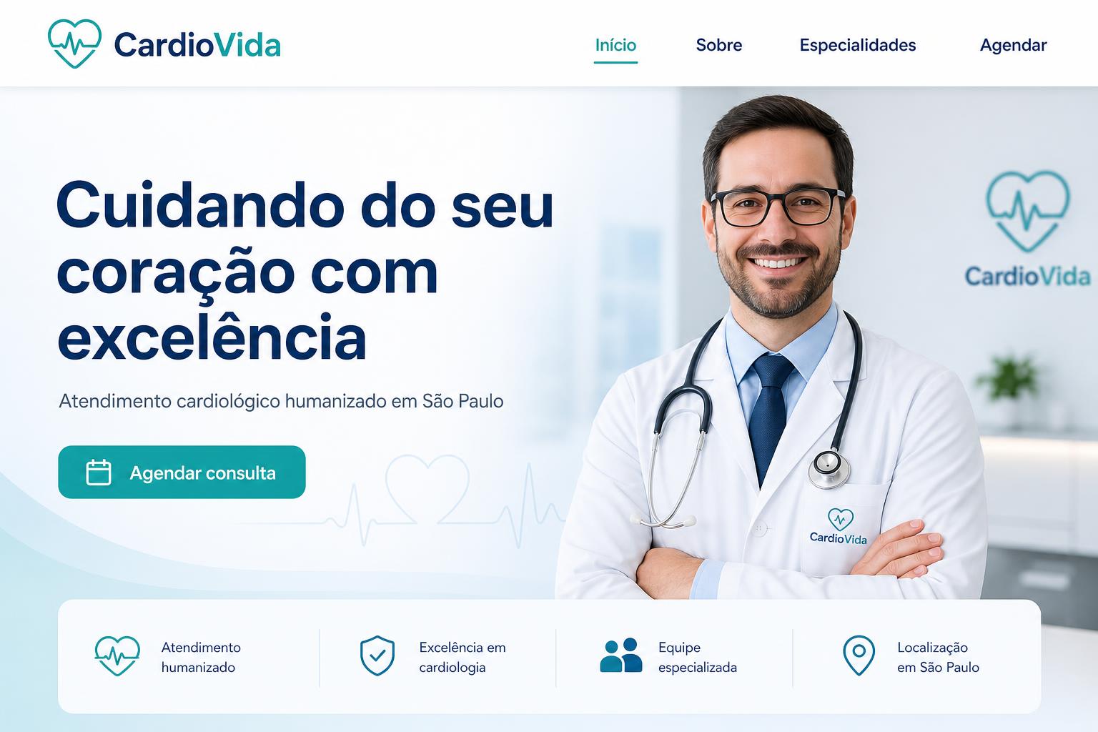 Landing page criada para Clínica de Cardiologia